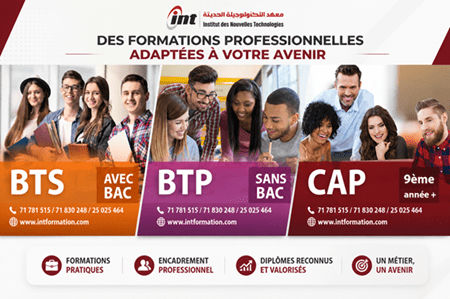 formation innovation créativité Tunisie BTS BTP CAP formation accélérée INT